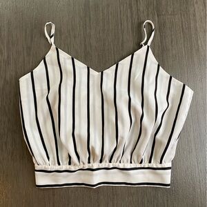 Black and white stripped tie back tank top, adjustable straps. size small